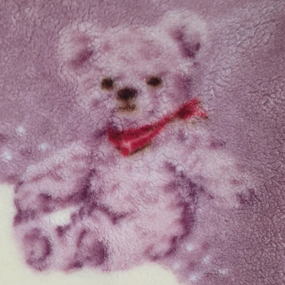 Vintage Plush Soft Reversible Pink Teddy Bear Blanket Nursery Baby Girl KY